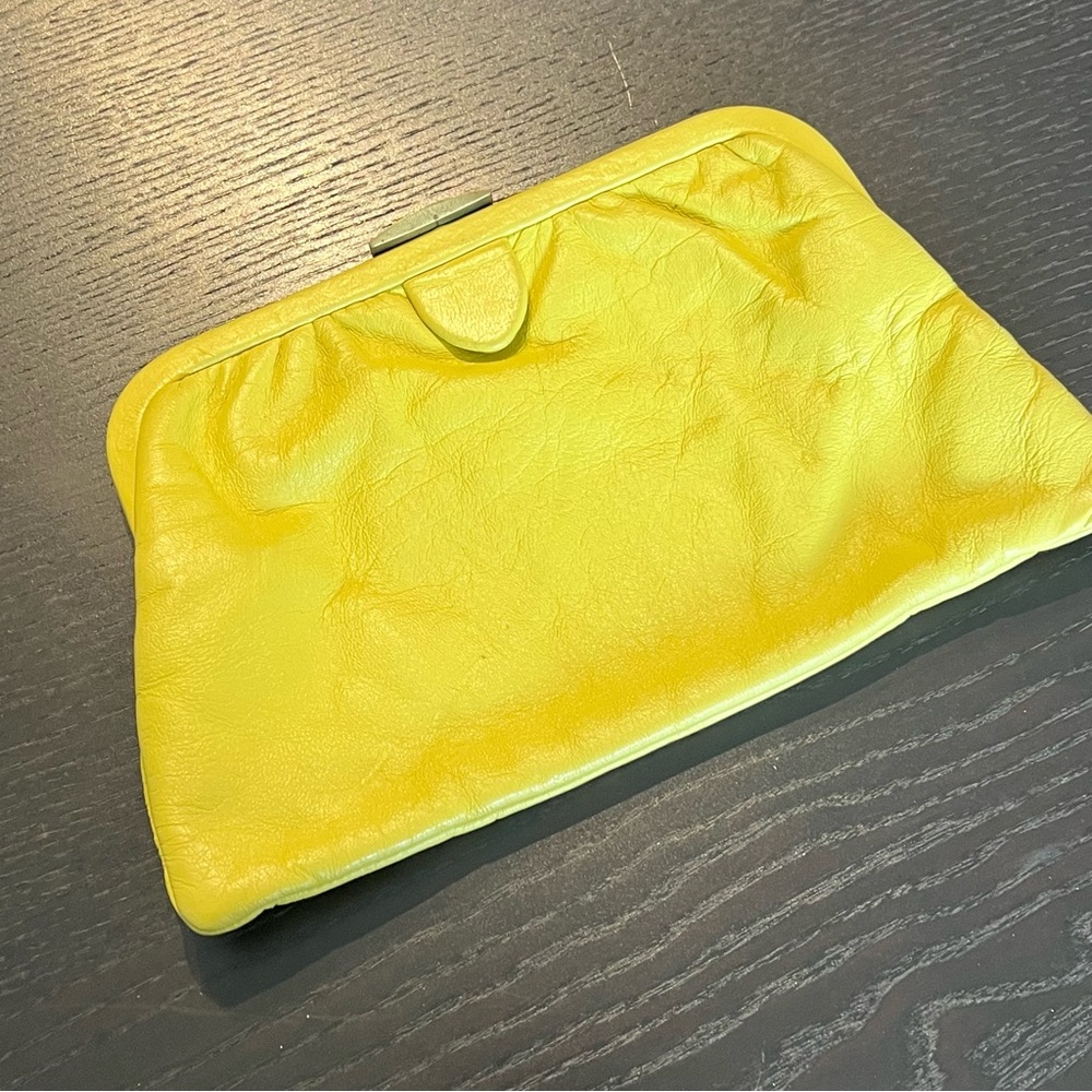 Vintage Yellow Leather Wristlet Clutch